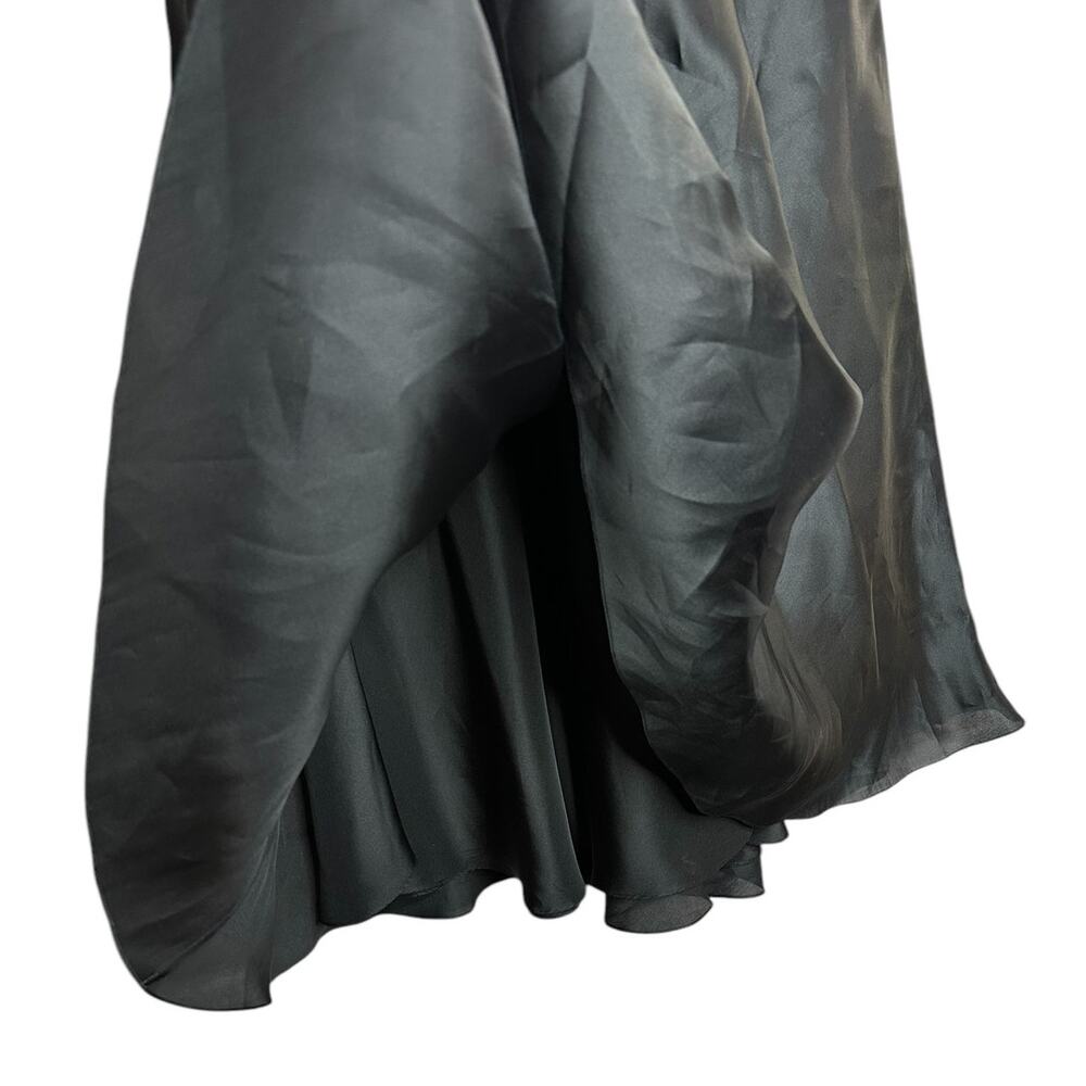 St. John Evening Black 100% Silk Midi Flowy Lined Skirt Side Zipper Size 12 - Picture 6 of 12